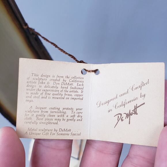 Vintage 70s DeMott Brass Sailboat Sculpture Signed Brass Sail Boat/Gem Rock Base - Picture 9 of 10